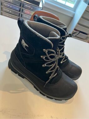 Sorel Kids' Black Lace-Up Winter Boots